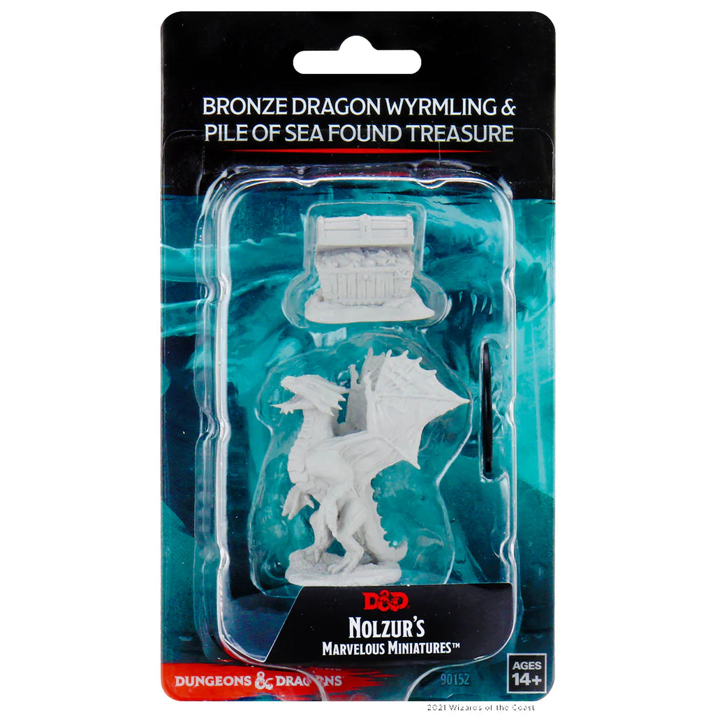 D&D Nolzur's Marvelous Minitures:  Bronze Dragon Wyrmling & Pile of Sea Found Treasure | Galactic Gamez