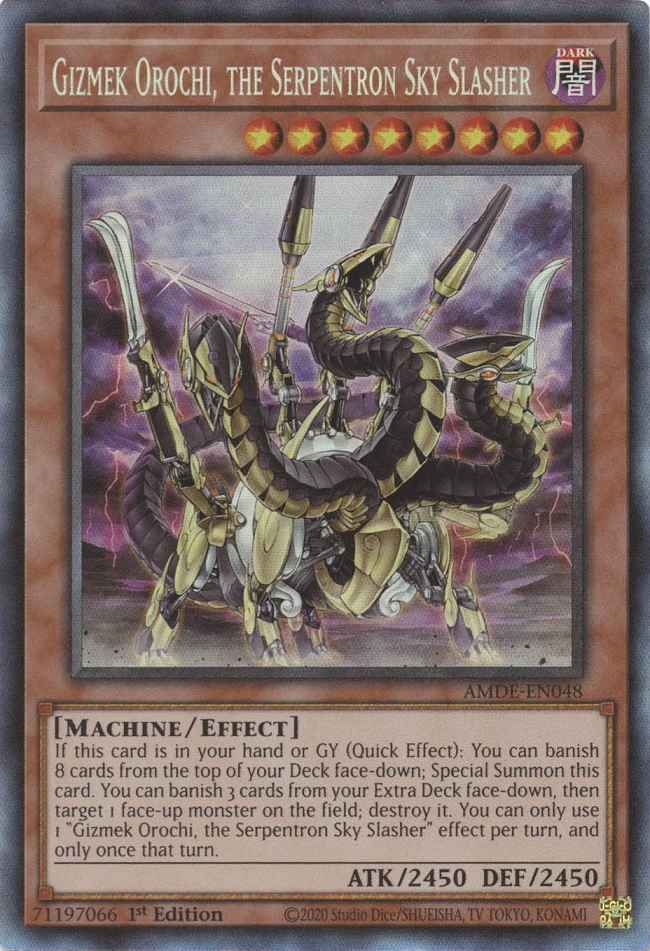 yugioh gizmek cards Gizmek Orochi, the Serpentron Sky Slasher [AMDE-EN048] Collector's Rar –  Galactic Gamez