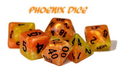 Gatekeeper Games: “Phoenix” Halfsies Dice 7-Die Sets (in a Dice Keep) | Galactic Gamez