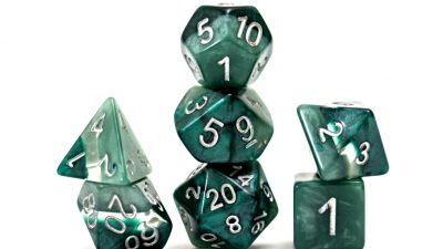 Gatekeeper Games: “Adamantine” Supernova Dice 7-Die Sets (in a Dice Keep) | Galactic Gamez