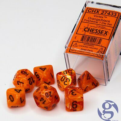 7-Die Set Vortex: Orange/Black | Galactic Gamez