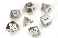 Metal Polyhedral Silver 7-Dice Set | Galactic Gamez