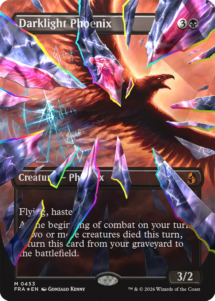 Darklight Phoenix (Borderless) (Facet Foil) (0453) [Reality Fracture] | Galactic Gamez