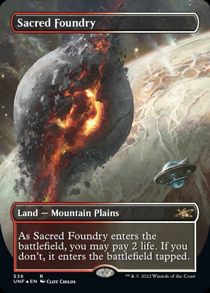 Sacred Foundry (Borderless) (Galaxy Foil) [Unfinity] | Galactic Gamez