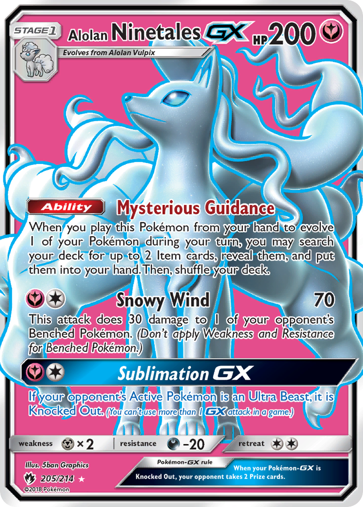 Alolan Ninetales GX (205/214) [Sun & Moon: Lost Thunder] | Galactic Gamez