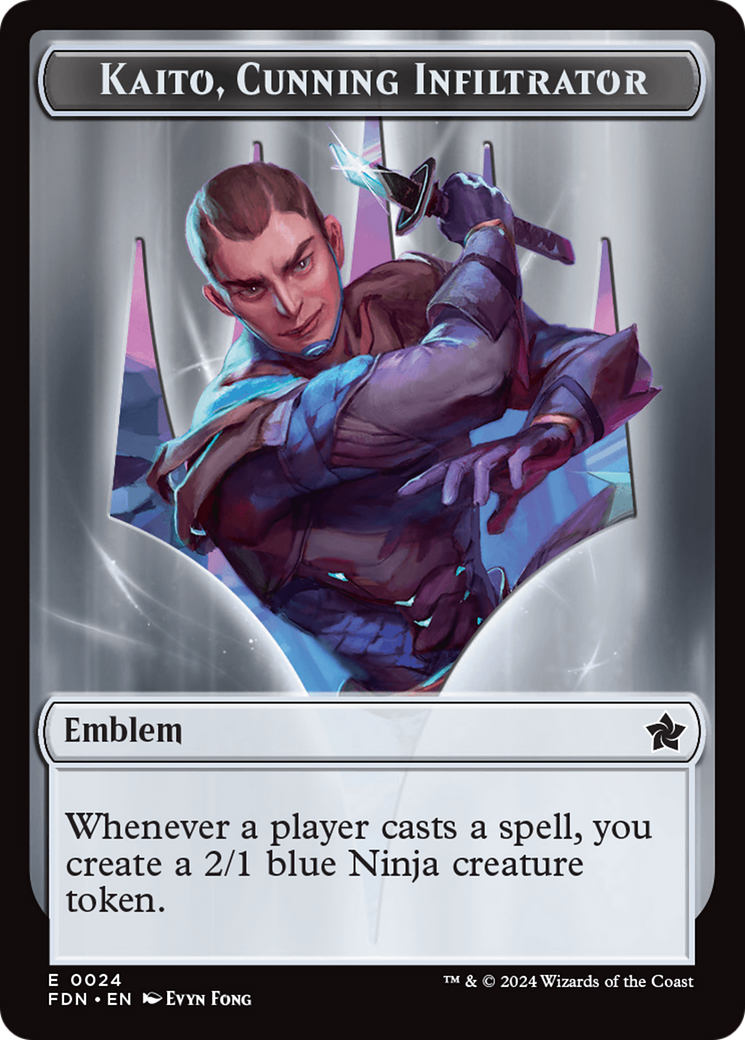 Emblem - Kaito, Cunning Infiltrator // Ninja Doubled-Sided Token [Foundations Tokens] | Galactic Gamez