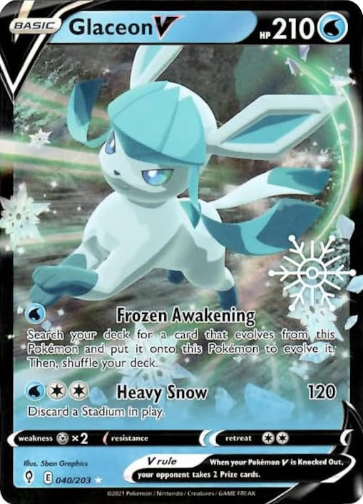 Glaceon V (040/203) (Holiday Calendar) [Sword & Shield: Evolving Skies] | Galactic Gamez