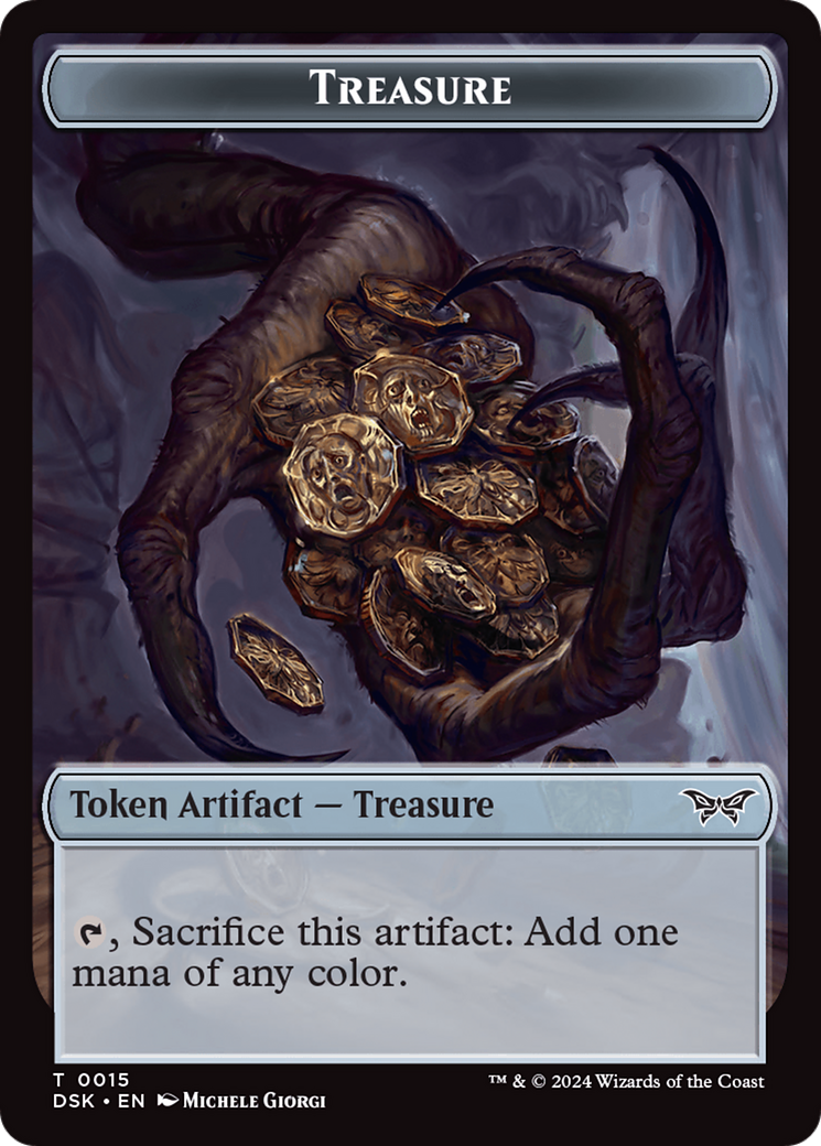 Treasure // Manifest Double-Sided Token [Duskmourn: House of Horror Tokens] | Galactic Gamez