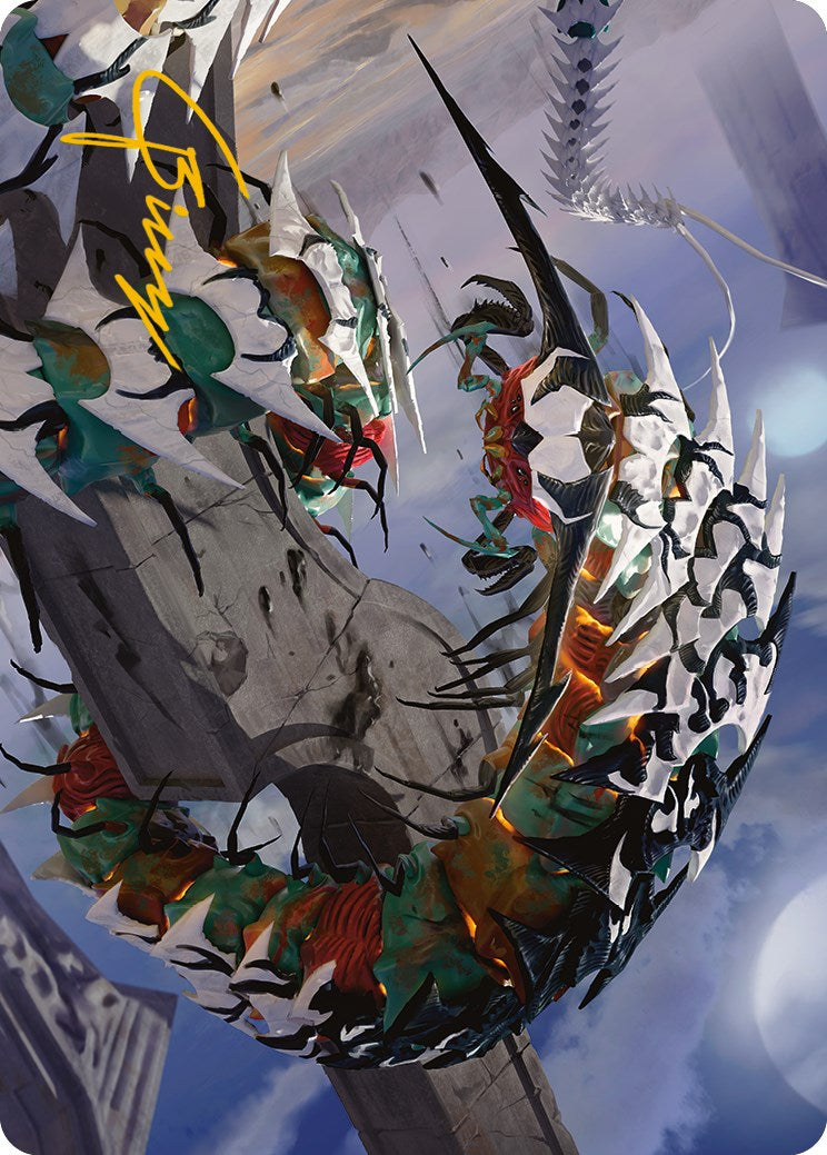Atraxa's Skitterfang Art Card (Gold-Stamped Signature) [Phyrexia: All Will Be One Art Series] | Galactic Gamez