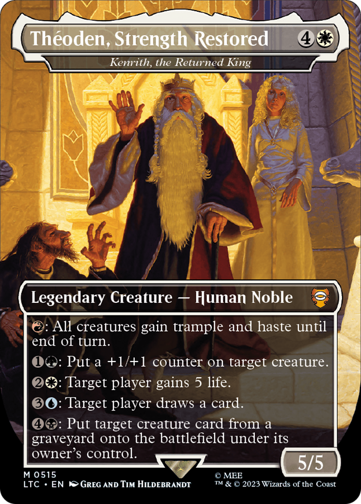 Theoden, Strength Restored - Kenrith, the Returned King (Borderless) [The Lord of the Rings: Tales of Middle-Earth Commander] | Galactic Gamez