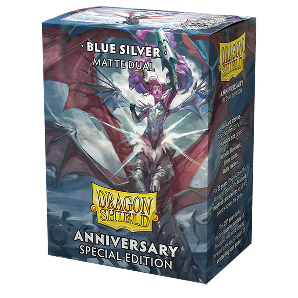 Dragon Shield Sleeves: Standard DUAL- Matte Blue/Silver (100 ct.) | Galactic Gamez