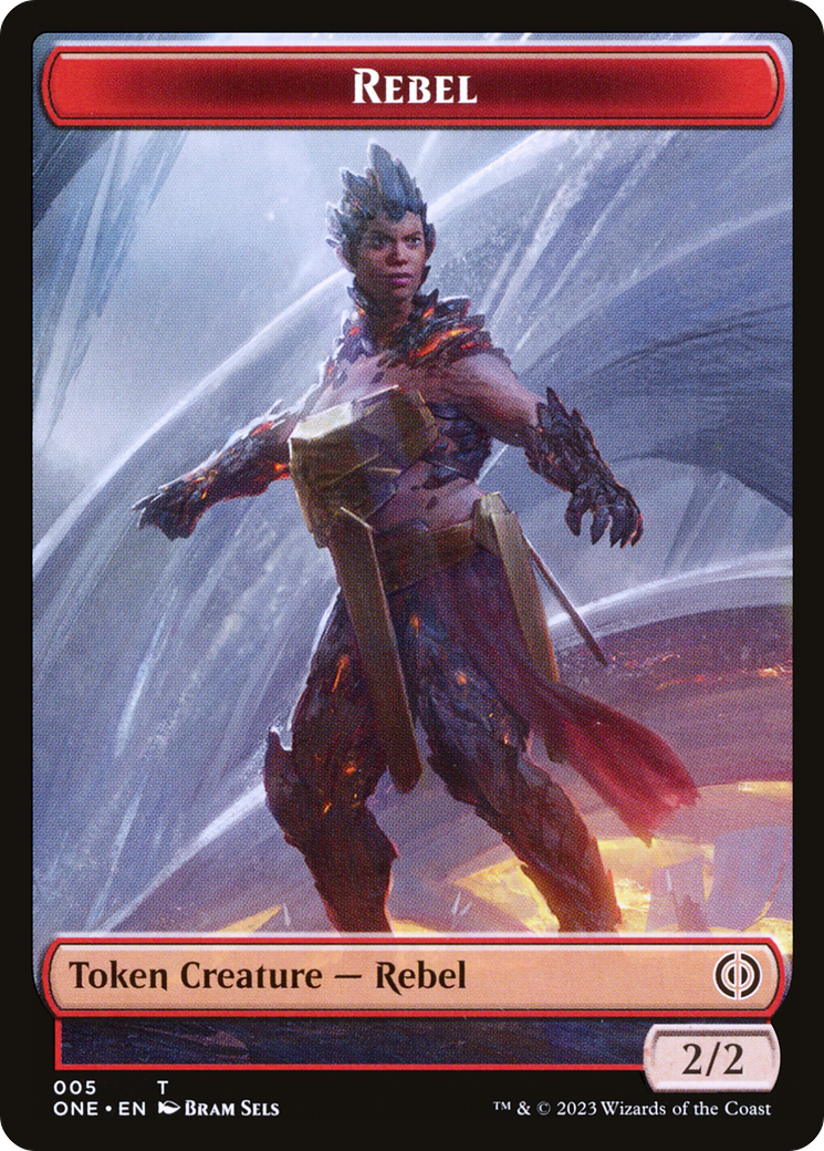 Rebel // Phyrexian Goblin Double-Sided Token [Phyrexia: All Will Be One Tokens] | Galactic Gamez