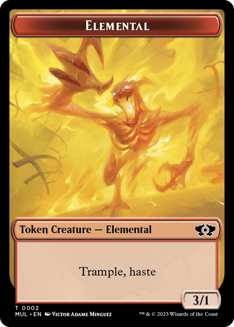 Elemental (2) // Teferi Akosa of Zhalfir Emblem Double-Sided Token [March of the Machine Tokens] | Galactic Gamez