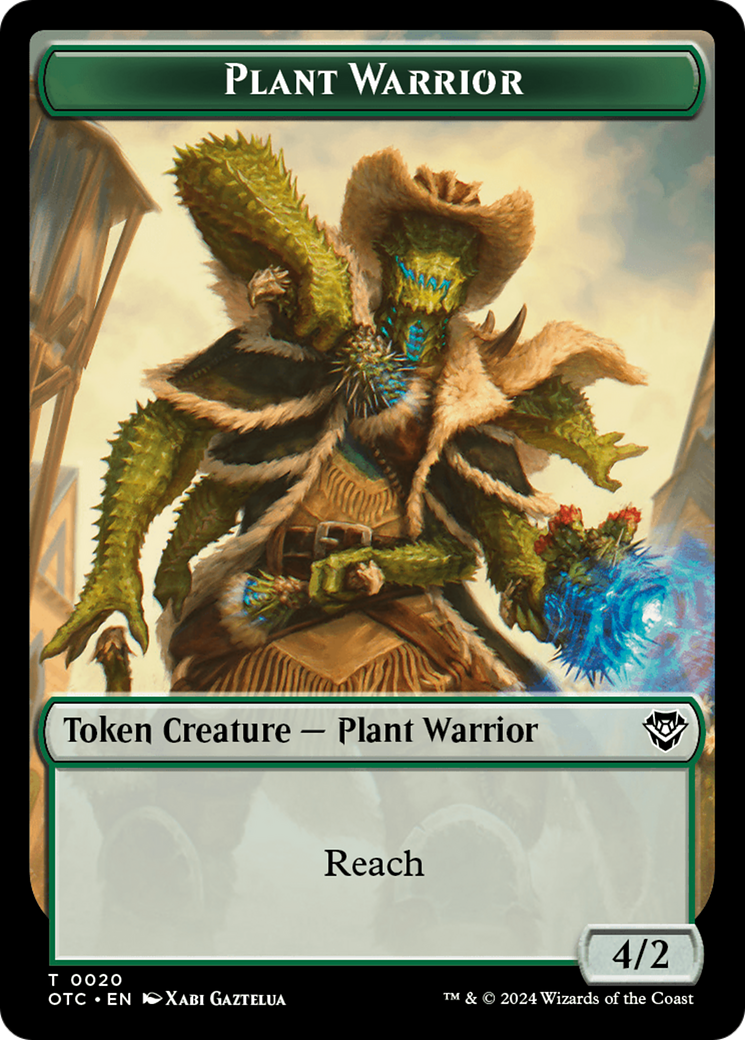 Plant Warrior // Plant Double-Sided Token [Outlaws of Thunder Junction Commander Tokens] | Galactic Gamez