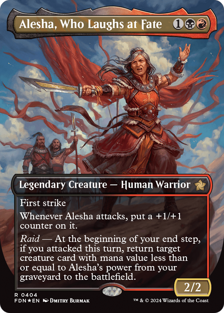 Alesha, Who Laughs at Fate (Borderless) (Mana Foil) [Foundations] | Galactic Gamez