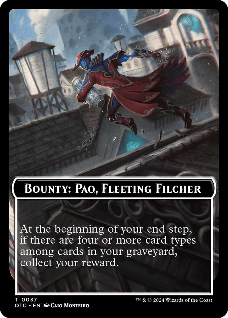 Bounty: Paq, Fleeting Filcher // Bounty Rules Double-Sided Token [Outlaws of Thunder Junction Commander Tokens] | Galactic Gamez