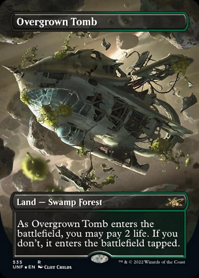 Overgrown Tomb (Borderless) (Galaxy Foil) [Unfinity] | Galactic Gamez