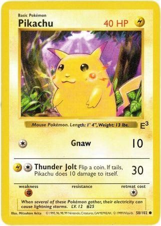 Pikachu (58/102) (E3 Stamped Promo with Red Cheeks) [Miscellaneous Cards] | Galactic Gamez