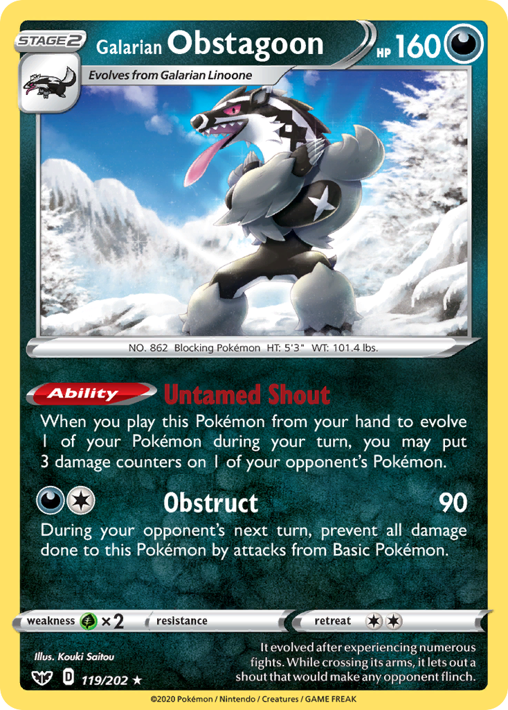 Galarian Obstagoon (119/202) [Sword & Shield: Base Set] | Galactic Gamez