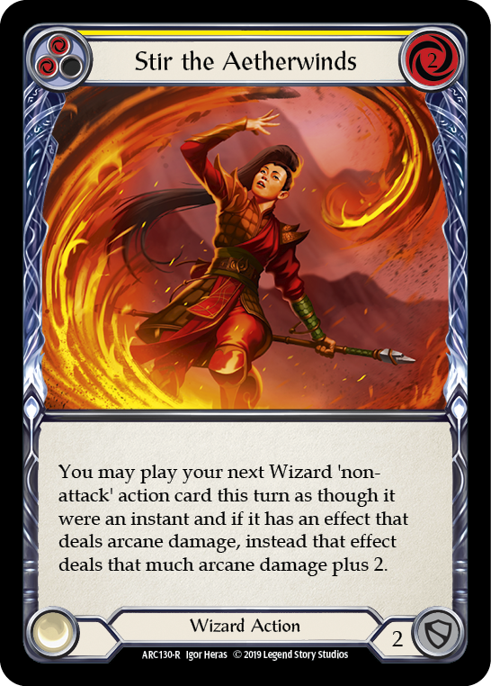 Stir the Aetherwinds (Yellow) [ARC130-R] (Arcane Rising)  1st Edition Rainbow Foil | Galactic Gamez