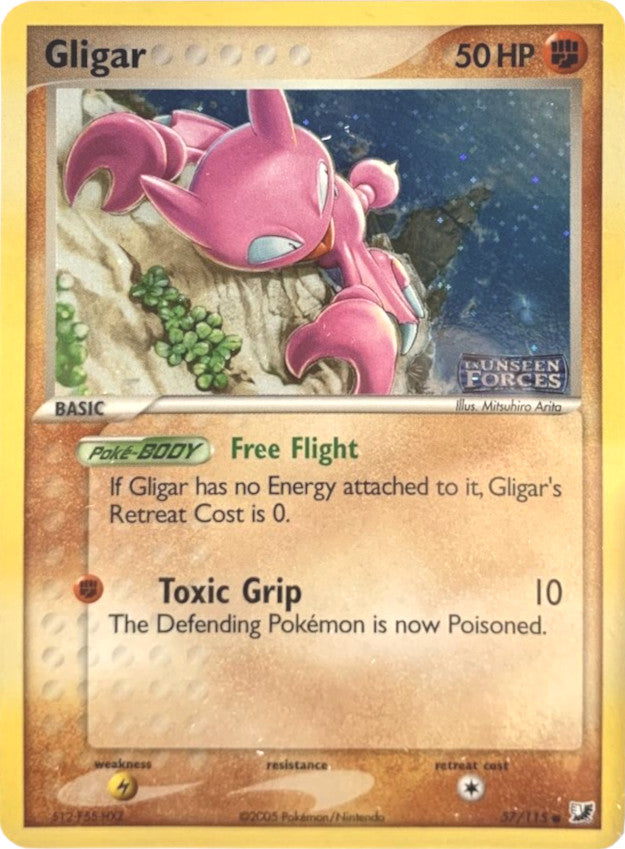 Gligar (57/115) (Stamped) [EX: Unseen Forces] | Galactic Gamez