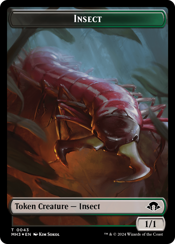 Insect (0043) (Ripple Foil) // Zombie Double-Sided Token [Modern Horizons 3 Tokens] | Galactic Gamez