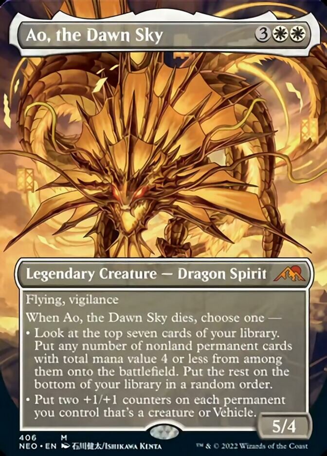 Ao, the Dawn Sky (Borderless Alternate Art) [Kamigawa: Neon Dynasty] | Galactic Gamez