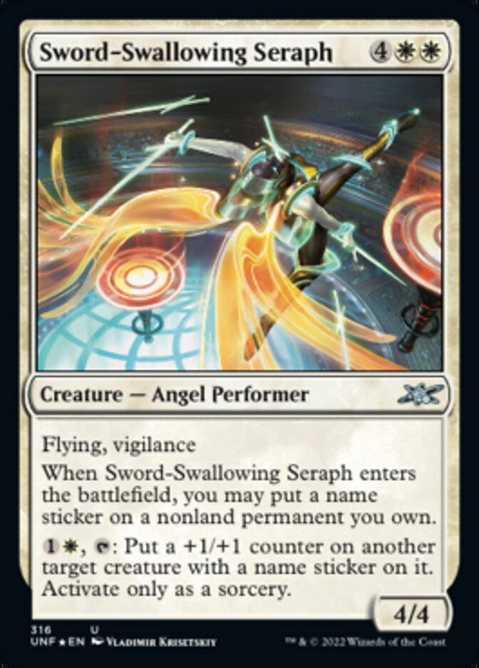 Sword-Swallowing Seraph (Galaxy Foil) [Unfinity] | Galactic Gamez