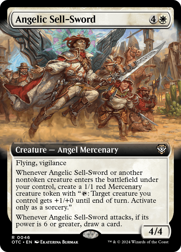 Angelic Sell-Sword (Extended Art) [Outlaws of Thunder Junction Commander] | Galactic Gamez