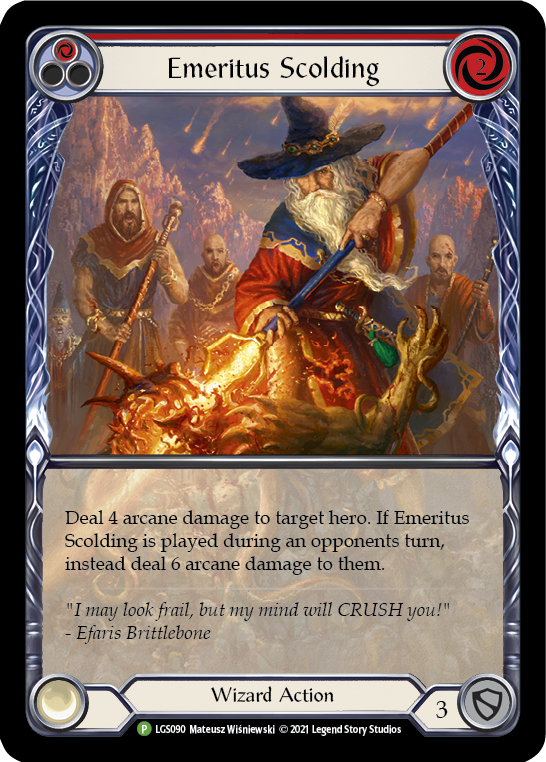 Emeritus Scolding (Red Extended Art) [LGS090] (Promo)  Rainbow Foil | Galactic Gamez