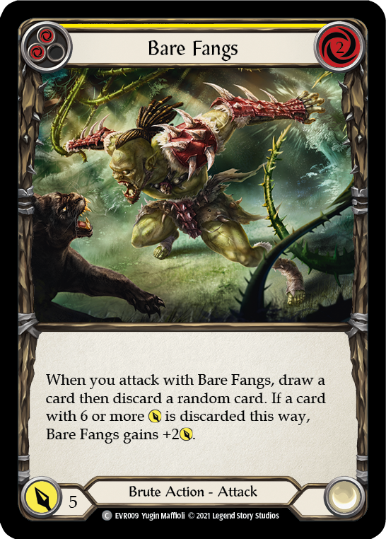 Bare Fangs (Yellow) [EVR009] (Everfest)  1st Edition Rainbow Foil | Galactic Gamez