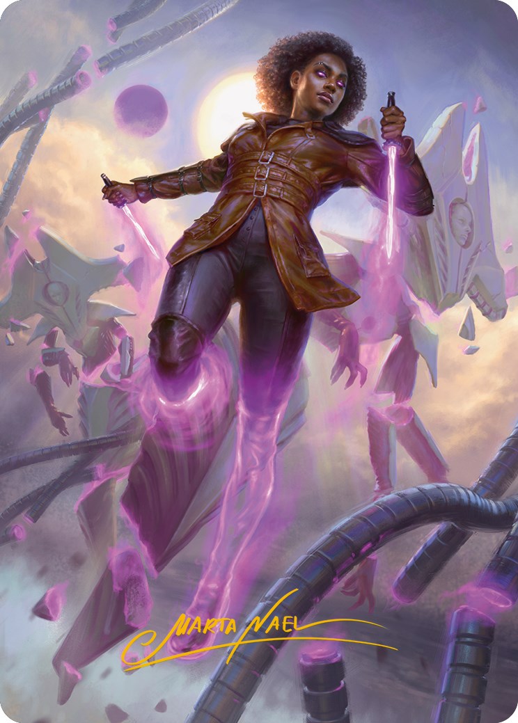 Kaya, Intangible Slayer Art Card (Gold-Stamped Signature) [Phyrexia: All Will Be One Art Series] | Galactic Gamez