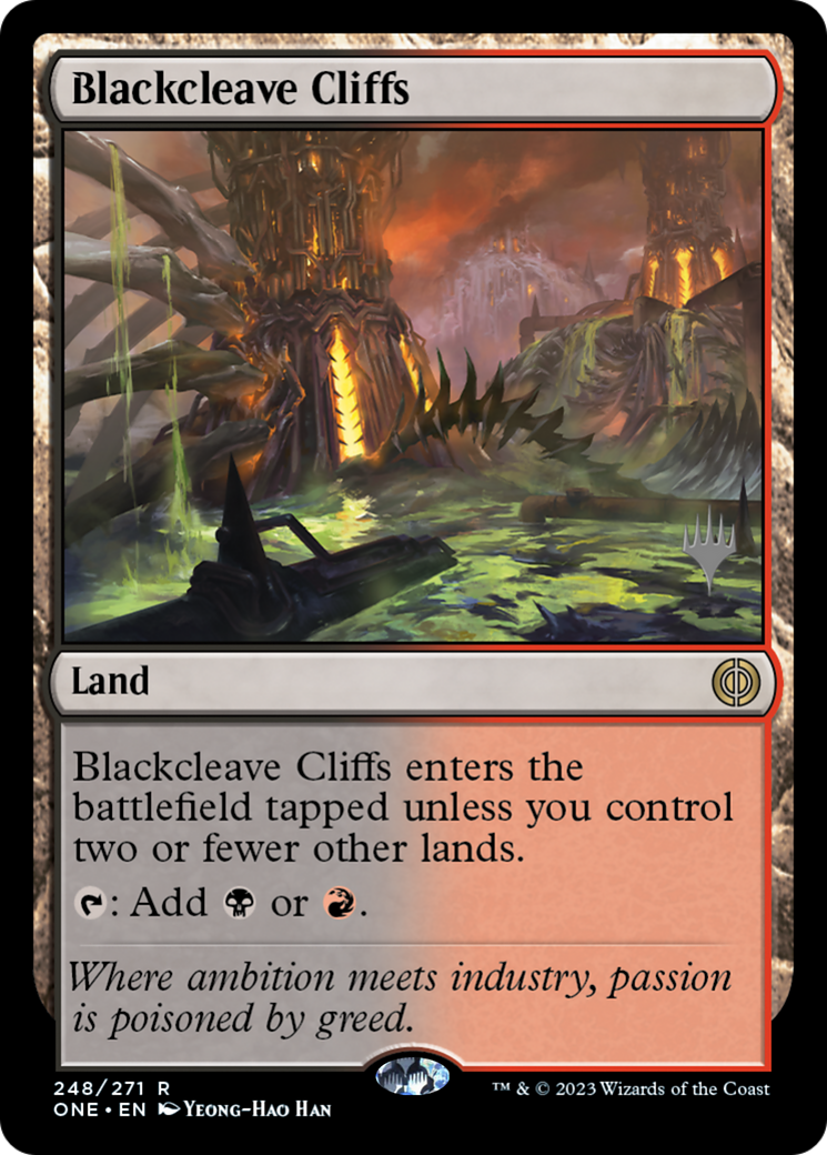 Blackcleave Cliffs (Promo Pack) [Phyrexia: All Will Be One Promos] | Galactic Gamez