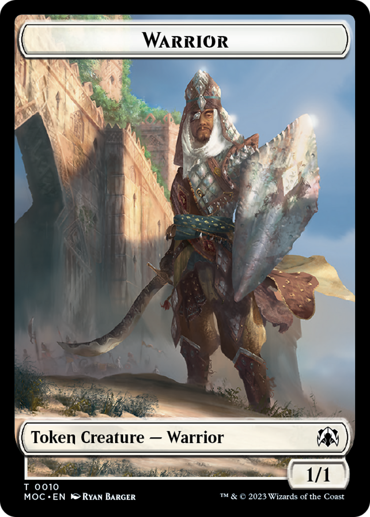 Warrior // Elspeth, Sun's Champion Emblem Double-Sided Token [March of the Machine Commander Tokens] | Galactic Gamez