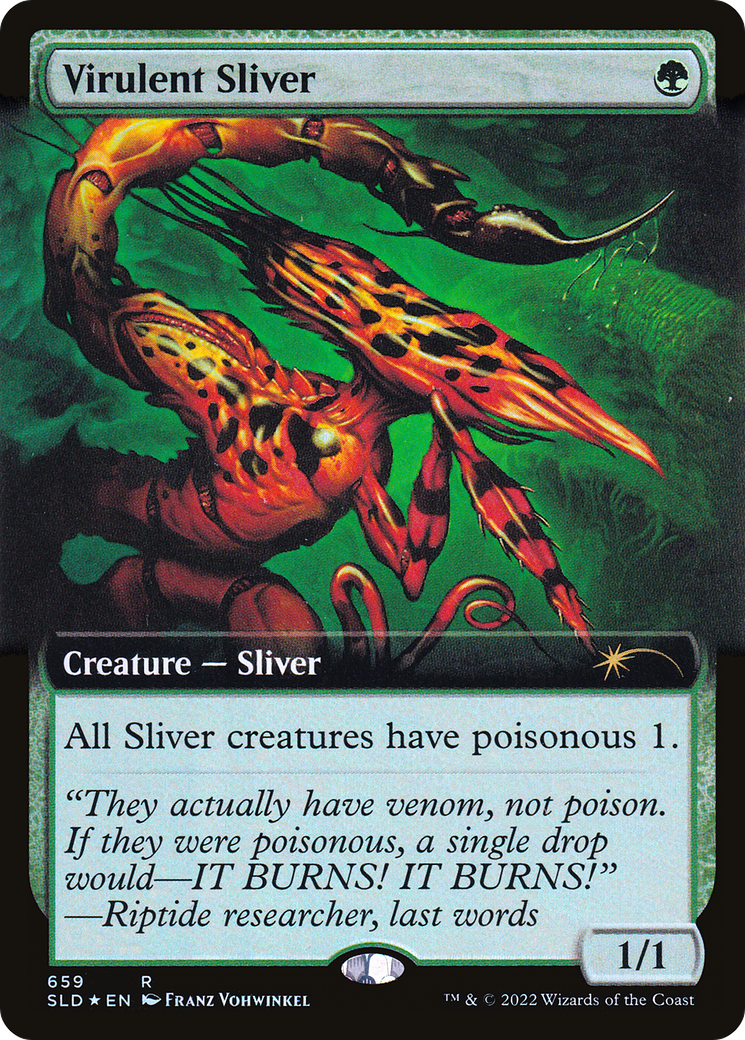 Virulent Sliver (Extended Art) (Step-and-Compleat Foil) [Secret Lair Drop Promos] | Galactic Gamez