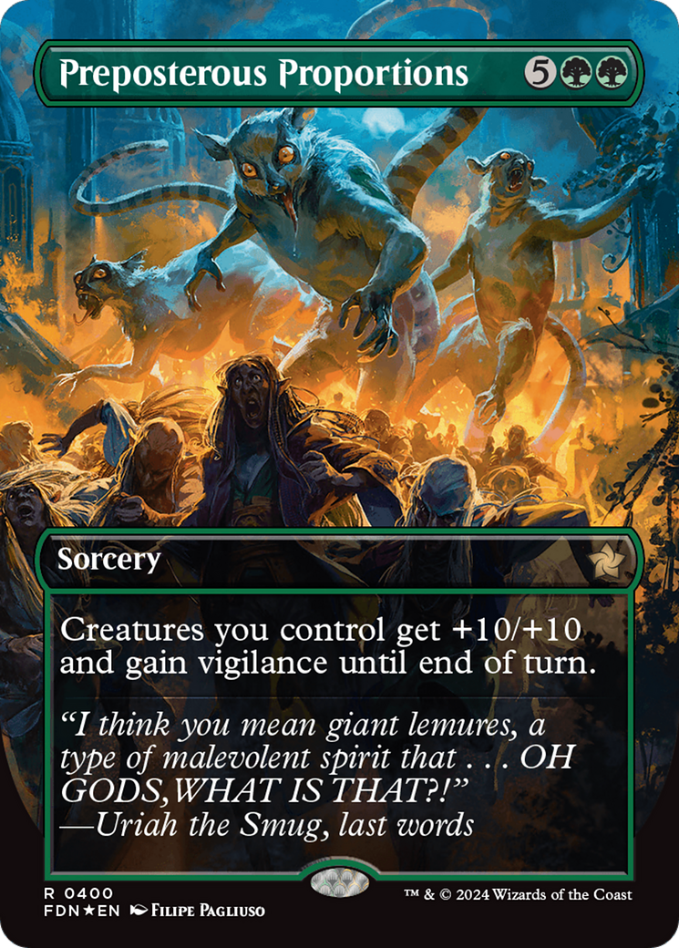 Preposterous Proportions (Borderless) (Mana Foil) [Foundations] | Galactic Gamez