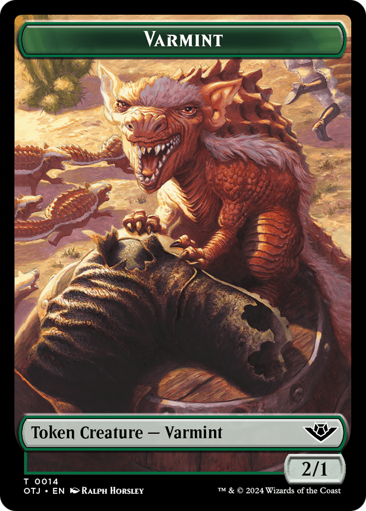 Treasure // Varmint Double-Sided Token [Outlaws of Thunder Junction Tokens] | Galactic Gamez