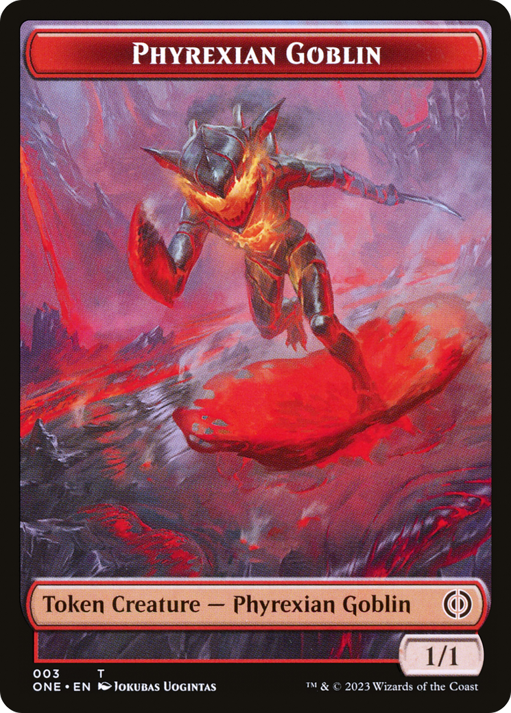 Phyrexian Goblin // The Hollow Sentinel Double-Sided Token [Phyrexia: All Will Be One Tokens] | Galactic Gamez