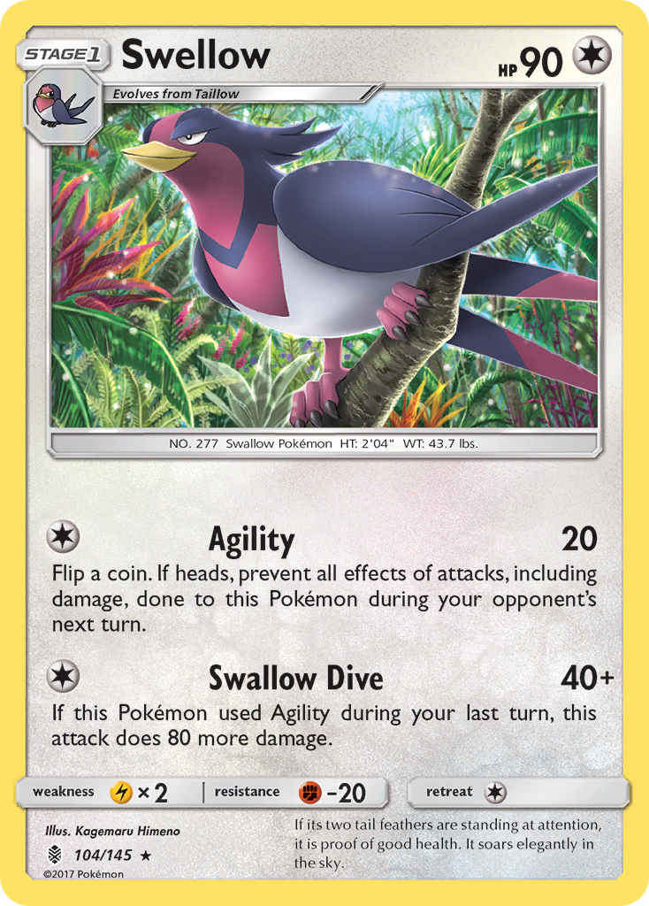 Swellow (104/145) [Sun & Moon: Guardians Rising] | Galactic Gamez