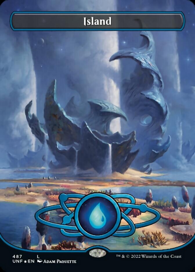 Island (487) (Planetary Space-ic Land) (Galaxy Foil) [Unfinity] | Galactic Gamez