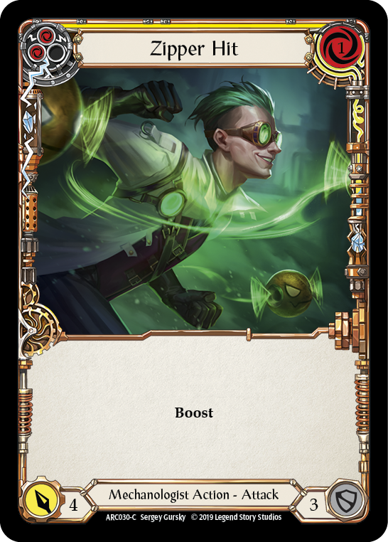 Zipper Hit (Yellow) [ARC030-C] (Arcane Rising)  1st Edition Rainbow Foil | Galactic Gamez