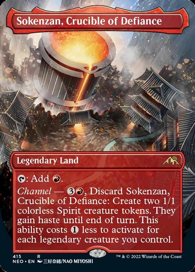 Sokenzan, Crucible of Defiance (Borderless Alternate Art) [Kamigawa: Neon Dynasty] | Galactic Gamez