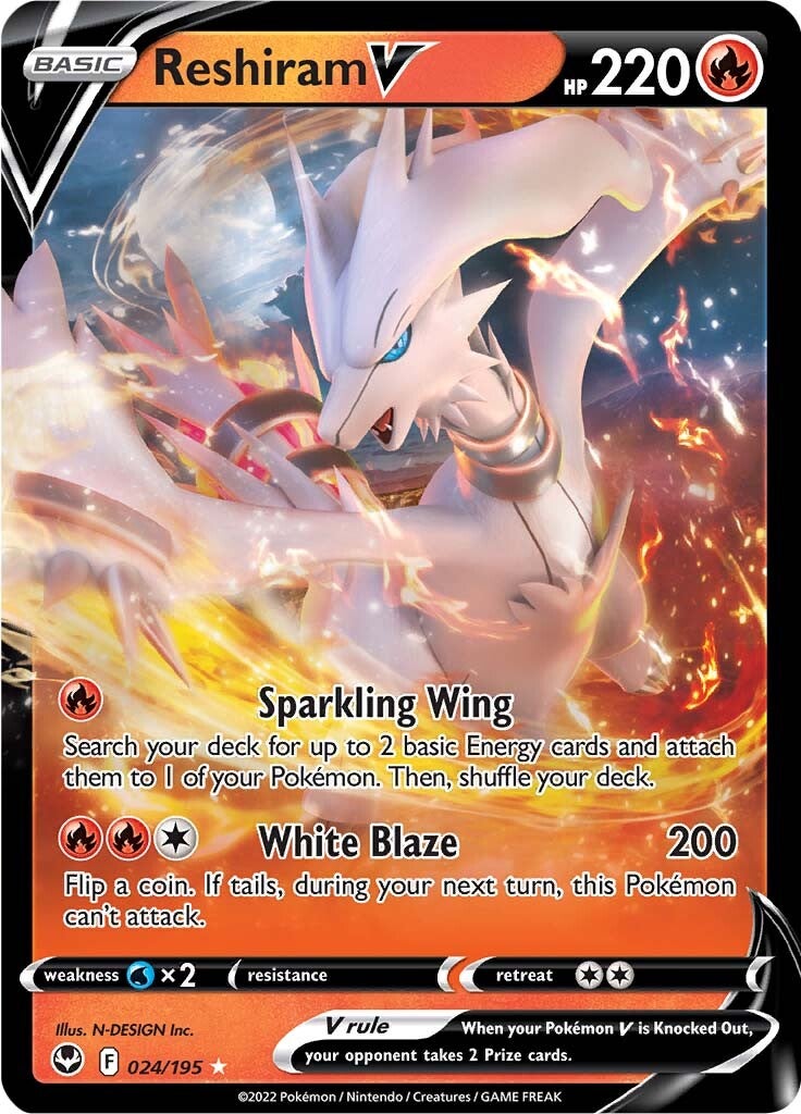 Reshiram V (024/195) [Sword & Shield: Silver Tempest] | Galactic Gamez