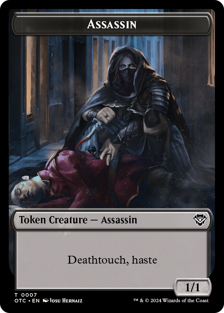 Assassin // Food Double-Sided Token [Outlaws of Thunder Junction Commander Tokens] | Galactic Gamez