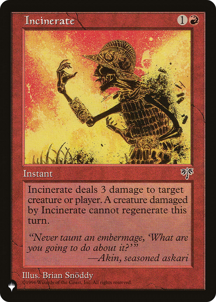 Incinerate [The List] | Galactic Gamez