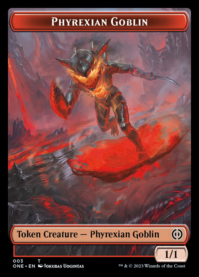 Rebel // Phyrexian Goblin Double-Sided Token [Phyrexia: All Will Be One Tokens] | Galactic Gamez