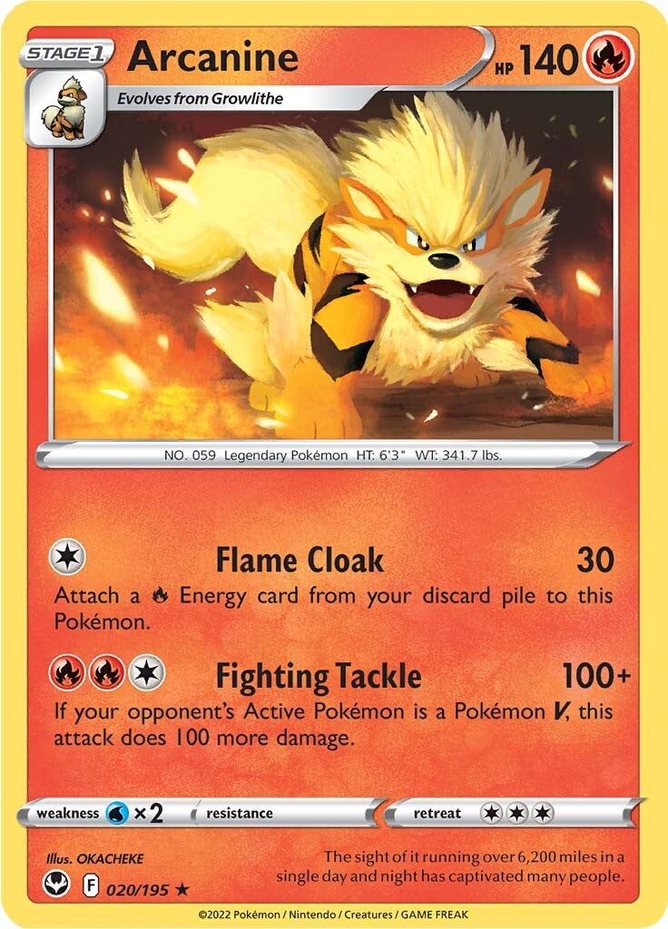 Arcanine (020/195) [Sword & Shield: Silver Tempest] | Galactic Gamez