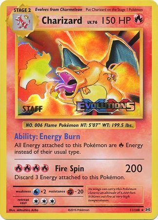 Charizard (11/108) (XY Evolutions Staff Prerelease) [XY: Black Star Promos] | Galactic Gamez