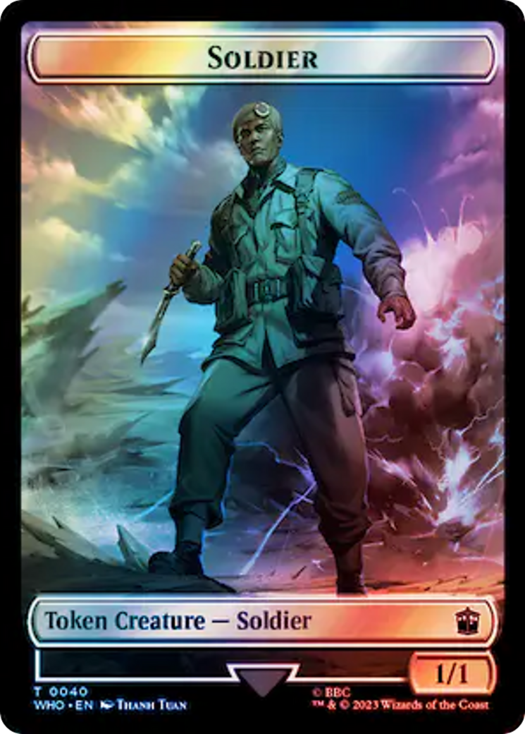 Soldier // Cyberman Double-Sided Token (Surge Foil) [Doctor Who Tokens] | Galactic Gamez