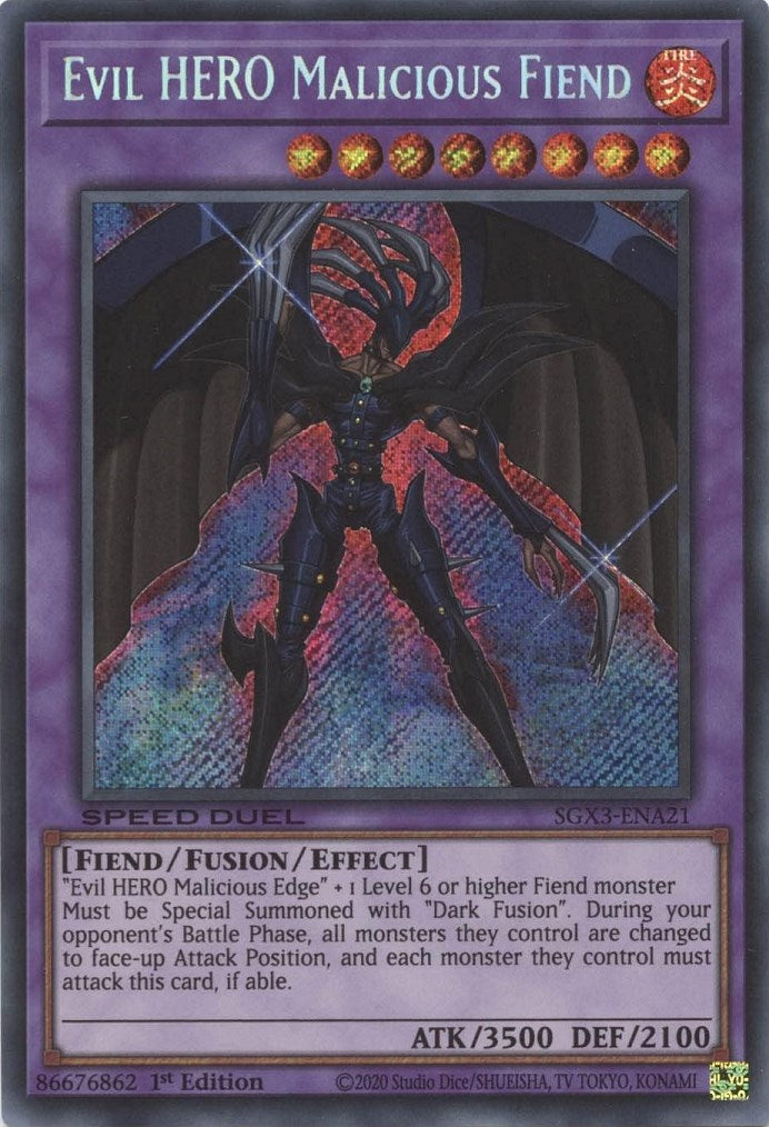 Evil HERO Malicious Fiend [SGX3-ENA21] Secret Rare | Galactic Gamez